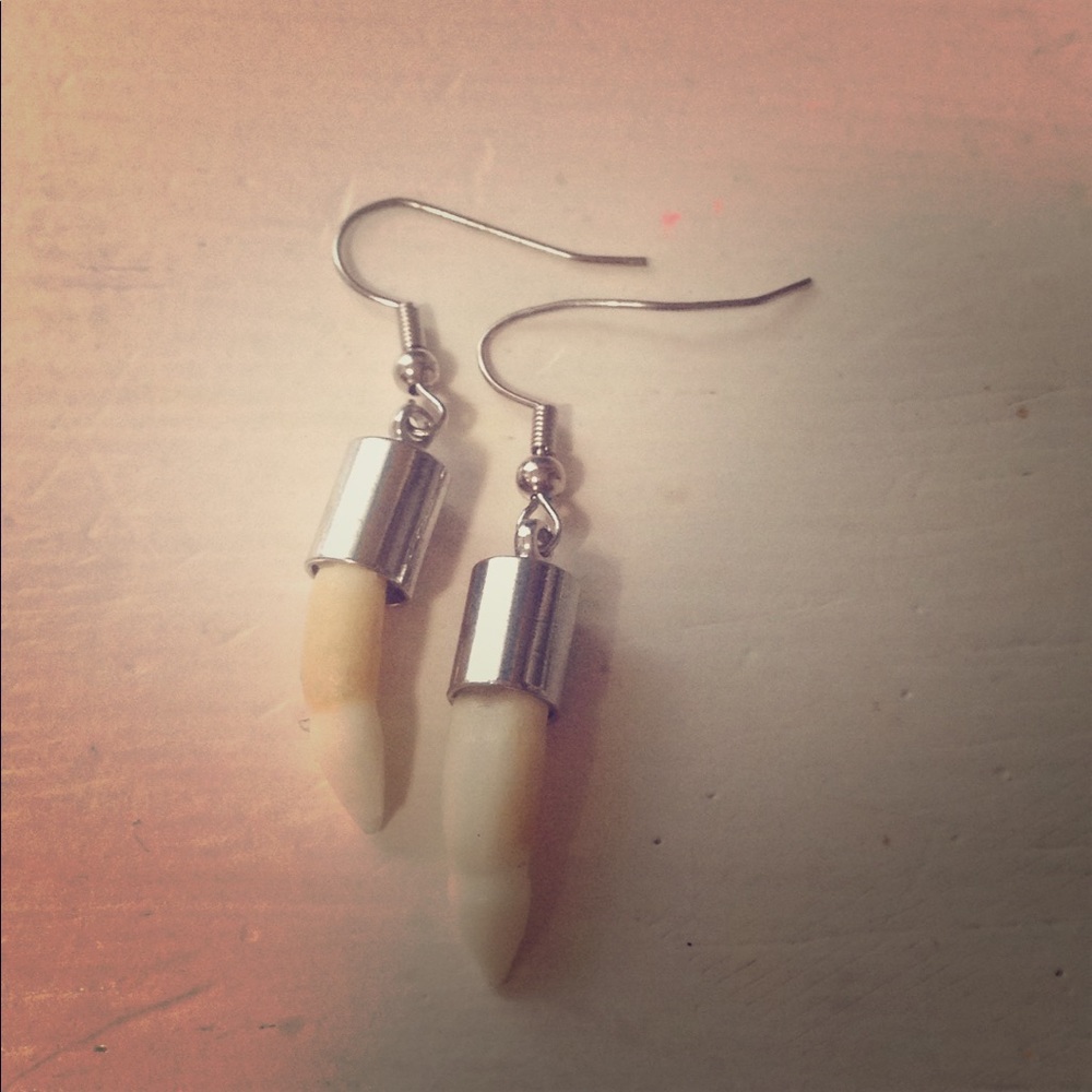 Alligator tooth dangle earrings
